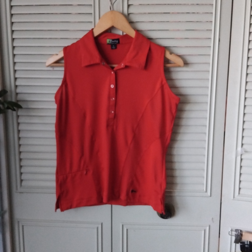 Swing red slvless golf/sport/casual polo